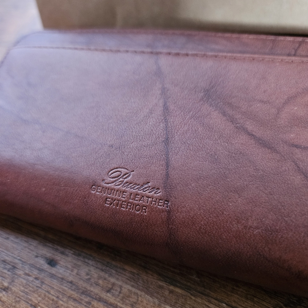 Buxton Brown Leather Wallet Womens Bifold New In Box W/ Photo Holder Insert - Picture 9 of 13